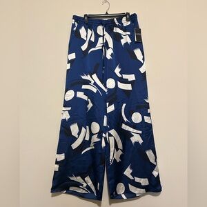 NWT Ralph Lauren Geometric Abstract Charmeuse Wide Leg Pants